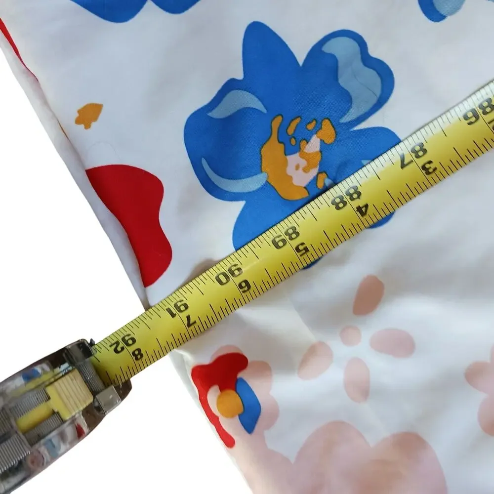 Red‎ Floral Bohemian Twin Blanket Comforter Bedspread 91.x62 White Colorful VTG